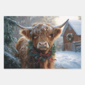 Highland Koe Rustic Barnyard Christmas Decoupage Inpakpapier Vel (Voorkant 3)