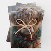 Highland Koe Rustic Barnyard Christmas Decoupage Inpakpapier Vel (In situ)