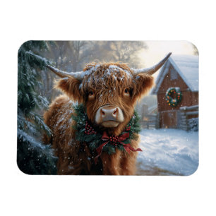 Highland Koe Rustic Barnyard Christmas Flexible Magneet