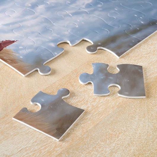 Highland Koe Rustic Barnyard Christmas Legpuzzel (Zijkant)