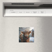Highland Koe Rustic Barnyard Christmas Magneet (Insitu (Vaatwasser))