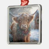 Highland Koe Rustic Barnyard Christmas Metalen Ornament (Links)