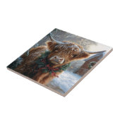 Highland Koe Rustic Barnyard Christmas Tegeltje (Zijkant)