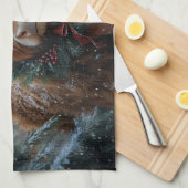 Highland Koe Rustic Barnyard Christmas Theedoek (Quarter Fold)