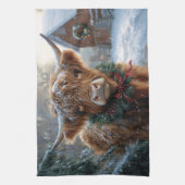 Highland Koe Rustic Barnyard Christmas Theedoek (Verticaal)