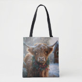 Highland Koe Rustic Barnyard Christmas Tote Bag (Voorkant)