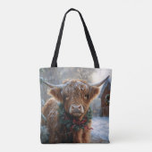 Highland Koe Rustic Barnyard Christmas Tote Bag (Achterkant)