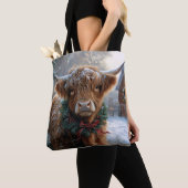 Highland Koe Rustic Barnyard Christmas Tote Bag (Dichtbij)