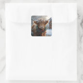 Highland Koe Rustic Barnyard Christmas Vierkante Sticker (Tas)