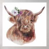 Highland Koe Rustic Scottish Cattle Illustration Poster (Voorkant)