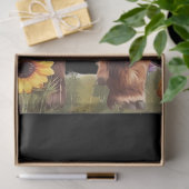 Highland Koe rustieke bloementuin Decoupage Tissuepapier (Geschenk)