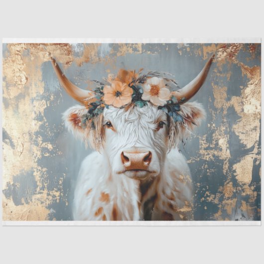 Highland Koe rustieke Boho boerderij Decoupage Tissuepapier (Voorkant)