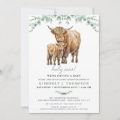 Highland Koe Sage Boho Greenery Baby shower Kaart (Voorkant)
