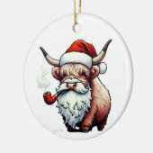 Highland Koe Santa - Grappig rustiek decor Keramisch Ornament (Links)
