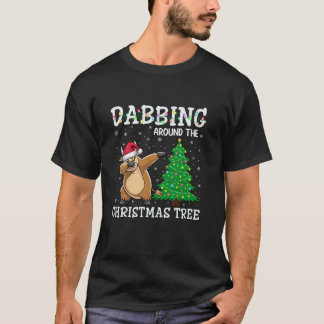Highland Koe Santa Hat Dabbing rond de kerst T-shirt