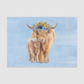Highland Koe Scotland Blue Mama Baby Calf Tissuepapier (Voorkant)