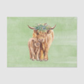 Highland Koe Scotland Mama Baby Eucalyptus Tissuepapier (Voorkant)