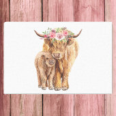 Highland Koe Scotland Pink Mama Baby Calf Tissuepapier