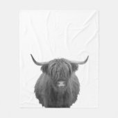 Highland Koe Scotland Rustic Black White Fleece Deken (Voorkant)