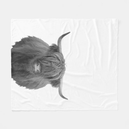 Highland Koe Scotland Rustic Black White Fleece Deken (Voorkant (Horizontaal))