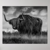 Highland Koe Scotland Rustic Brown monotone Post Poster (Voorkant)