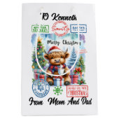 Highland Koe Sips beroemd gemaakt door Christmas T Medium Cadeauzakje (Voorkant)