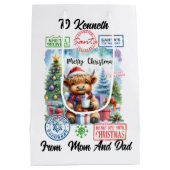 Highland Koe Sips beroemd gemaakt door Christmas T Medium Cadeauzakje (Achterkant)