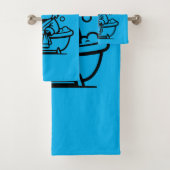 Highland Koe Sky Blue Bad Handdoek (Insitu)