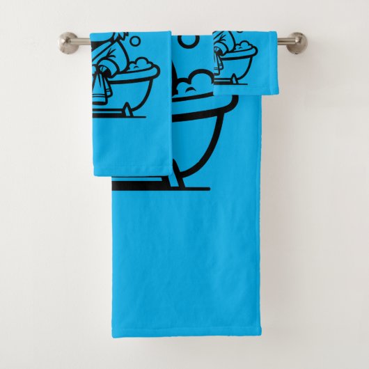 Highland Koe Sky Blue Bad Handdoek (Insitu)