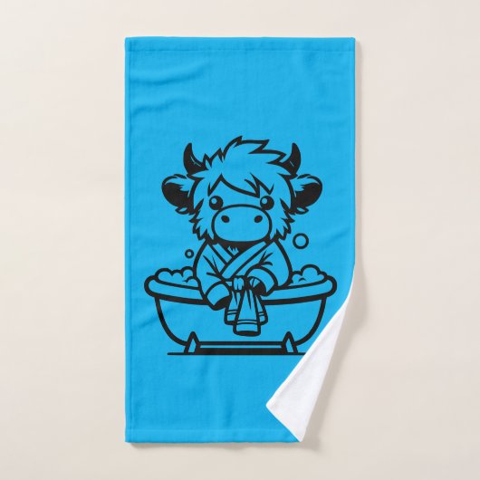 Highland Koe Sky Blue Bad Handdoek (Handdoek)