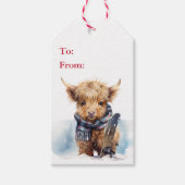 Highland Koe Snowboard Christmas Gift Label Cadeaulabel (Voorkant)