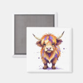 Highland Koe speels Schattig leuk dier kleurrijk Magneet (Voorkant / Achterkant)