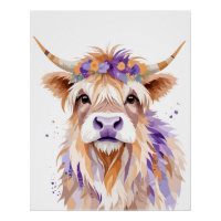 Highland Koe speels Schattig leuk dier kleurrijk