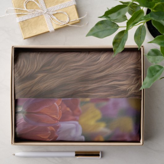 Highland Koe Spring Tulips Decoupage Tissuepapier (Geschenk)