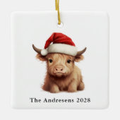 Highland Koe Square keramische foto Ornament (Voorkant)