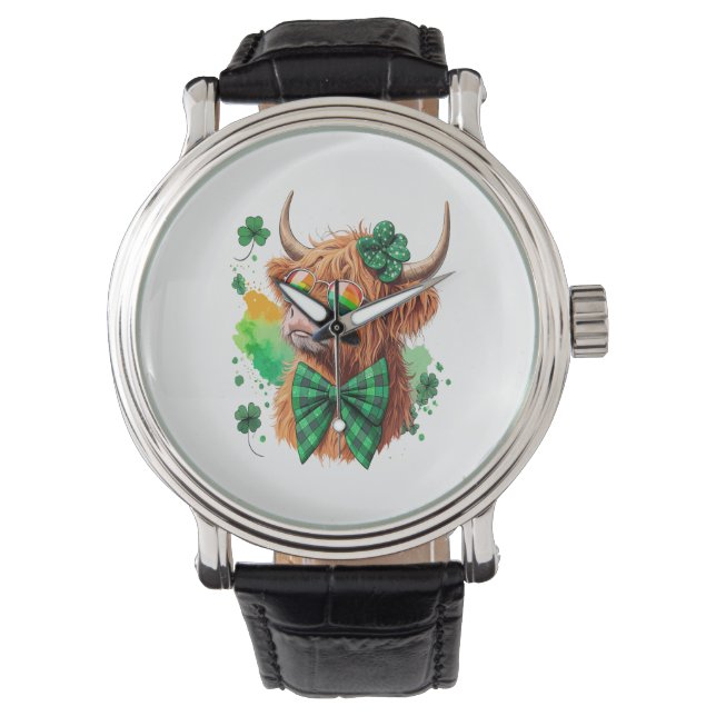 Highland Koe St Patrick's, Lucky Koe Horloge (Voorkant)