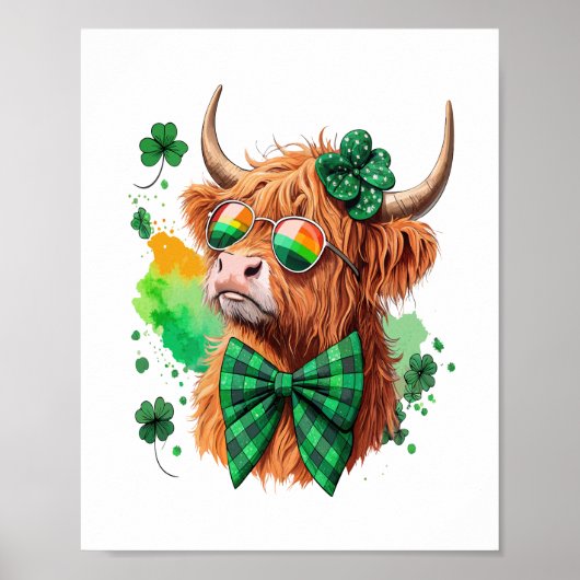 Highland Koe St Patrick's, Lucky Koe Poster (Voorkant)