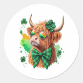 Highland Koe St Patrick's, Lucky Koe Ronde Sticker (Voorkant)