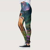 Highland Koe staat onder de sterrenhemel in Heathe Leggings (Links)