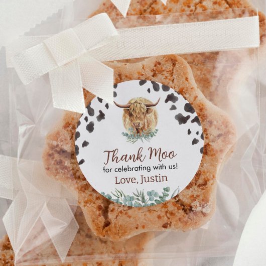 Highland Koe Sticker Labels Verjaardag Baby shower