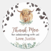 Highland Koe Sticker Labels Verjaardag Baby shower (Voorkant)