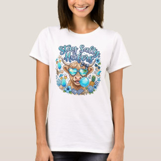 Highland Koe Strand Zomer Grappig T-shirt