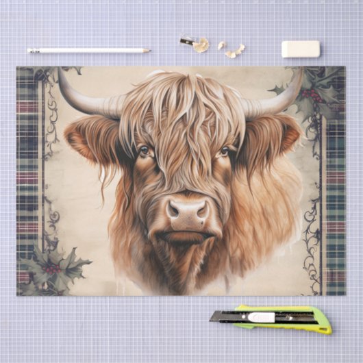 Highland Koe Tartan Clan Waterverf Tissuepapier (Craft)