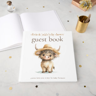 Highland Koe Teken het Baby shower van het gastenb Gastenboek