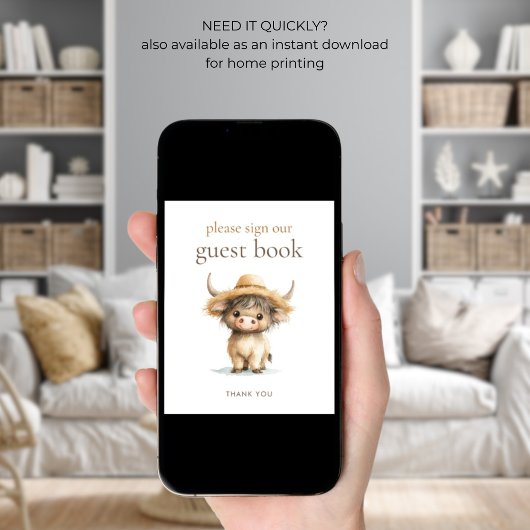 Highland Koe Teken het Baby shower van het gastenb Poster