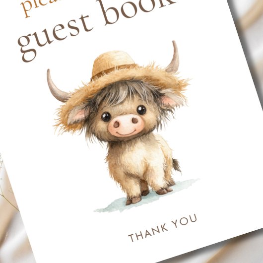 Highland Koe Teken het Baby shower van het gastenb Poster