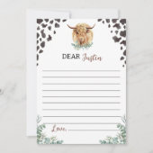 Highland Koe Tijd Capsule Note Bericht Kaart (Voorkant)