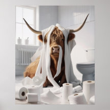 Highland Koe Toilet Papier Mischief Badkamer