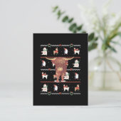 Highland Koe Ugly Kerstmis Briefkaart (Staand voorkant)