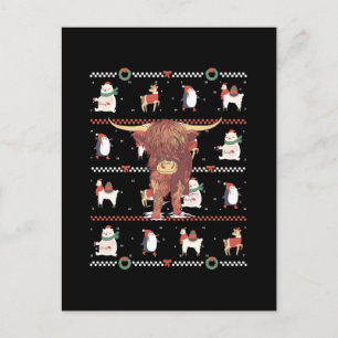 Highland Koe Ugly Kerstmis Briefkaart